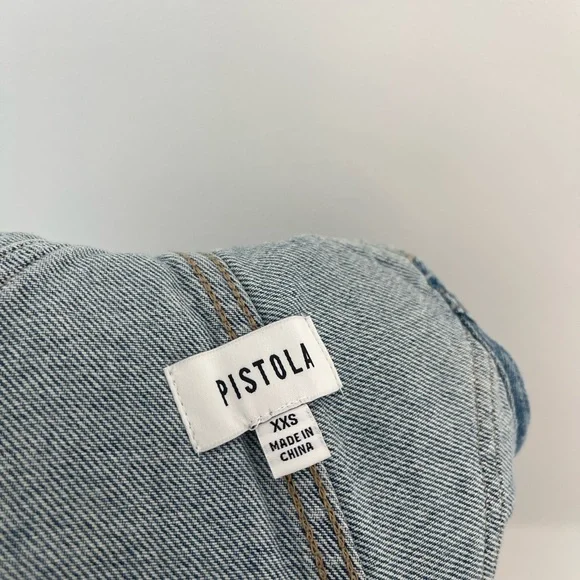 NWT Pistola Women's Blue Distressed Denim Arden Overalls Size XXS